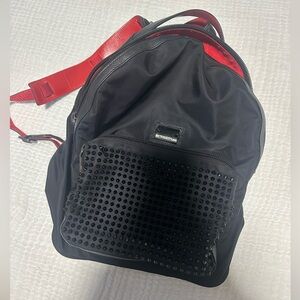100% AUTHENTIC CHRISTIAN LOUBOUTIN BLACK STUD BACKPACK WITH RED BOTTOM